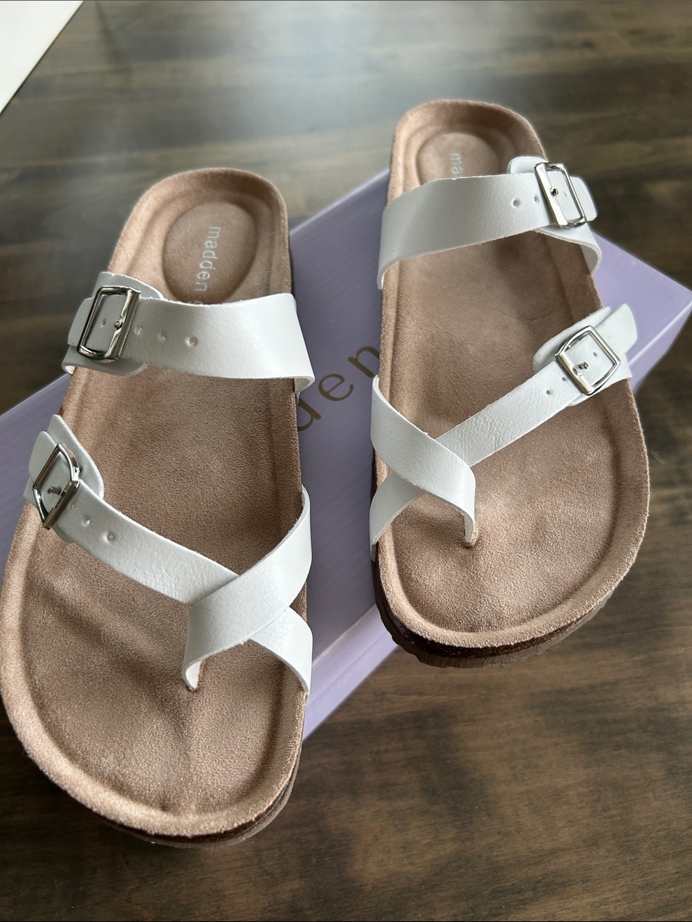 Madden Girl  Bryceee White Double-Buckle Crisscross Sandals